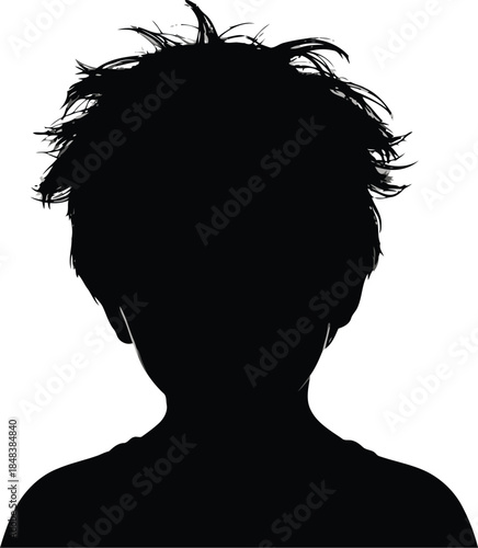 Silhouette of a Child with Messy Hair