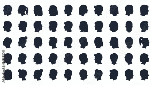 Diverse Human Head Silhouettes Collection.