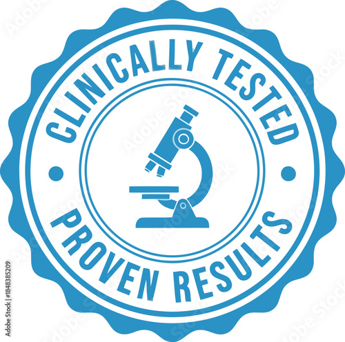 Clinical Testing Badge with Microscope Icon for Evidence