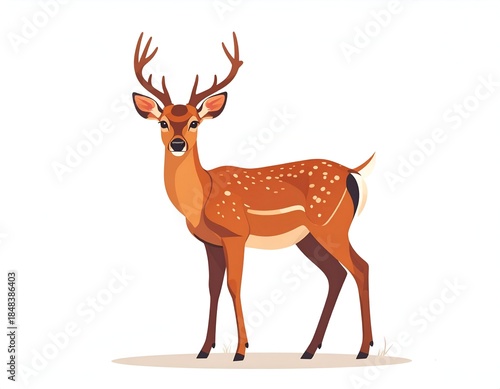 Illustration of a Deer with Antlers Standing.
