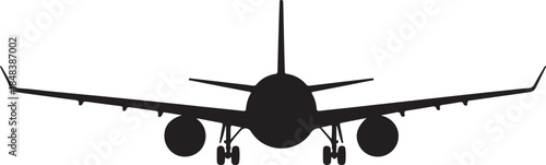 Front View of an Airplane Silhouette Vector
