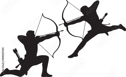 Archers in action Vector
