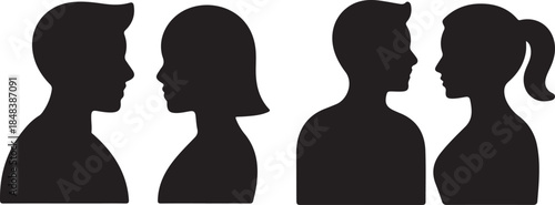 Silhouettes of Four People Vector