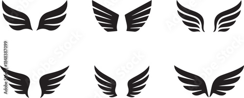 Collection of angel wings silhouettes Vector