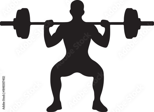 Weightlifter Performing Barbell Squat Vector