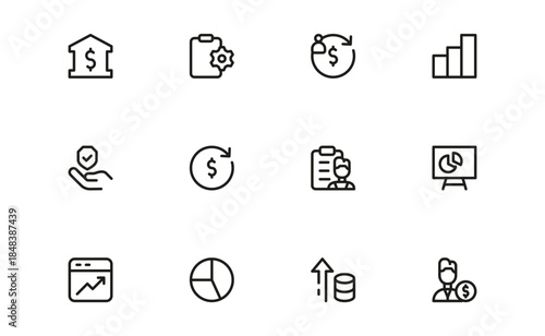 Stakeholder and Business Relationship Icons – Modern Professional Line Icon Set Featuring Minimal Vector Design for Corporate and Management Concepts