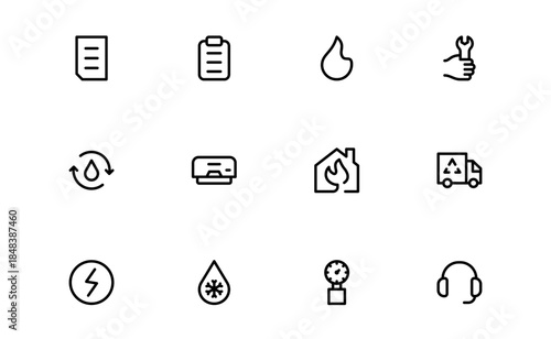 Social Utilities and Community Services icons – Modern Professional Line Icon Set Featuring Minimal Vector for Public and Social