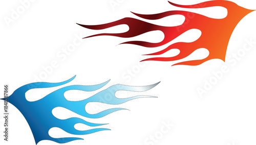 Electric sports car flame speed racing decal vinyl sticker vector. Tribal fire car flame body side vinyl sticker eps file.