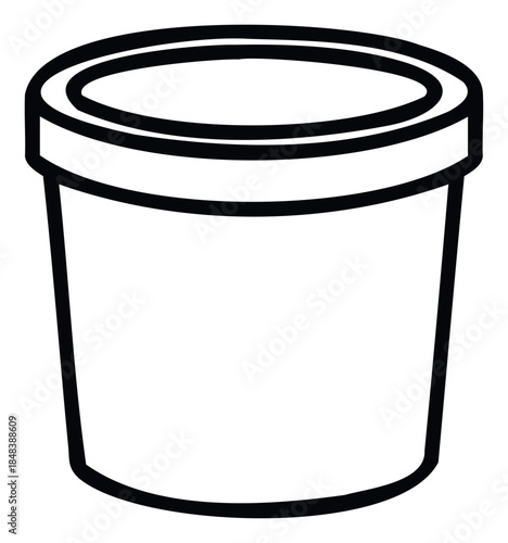 Simple line icon of a food container or ice cream tub for grocery store graphics and packaging symbols representing dairy products or frozen desserts.