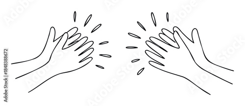 Minimalist doodle of hands clapping in an ovation, a symbol of congratulations, praise, and support for various projects and presentations.