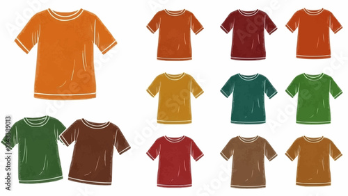 Collection of Colorful T-Shirts Displayed in a Grid Layout.