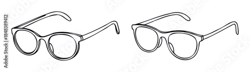 Two pairs of black outline eyeglasses with thick frames and clear lenses displayed side by side, perfect for optical shop promotions or eyewear style inspiration.