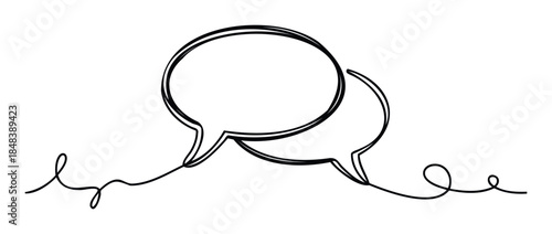 Speech bubbles connected by a continuous line symbolizing communication and conversation flow, perfect for discussing ideas, dialogue, or social interaction concepts in modern media.