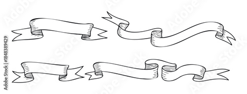 Hand drawn vintage ribbons and banners for graphic design projects like certificates, awards and invitations.