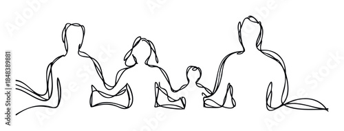 Abstract continuous line drawing of a family holding hands symbolizing unity love connection and togetherness for your branding and marketing needs