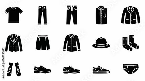 Collection of Mens Clothing and Accessories Icons.