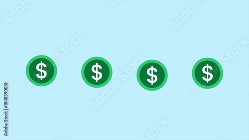 Digital Finance Concept with Rising Coins on Blue Background