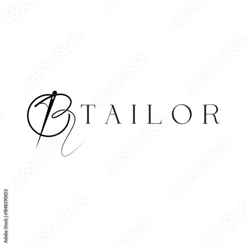 Tailor Logo, Needle and Thread Vector, Retro Vintage Simple Minimalist Old Inspiration Design
