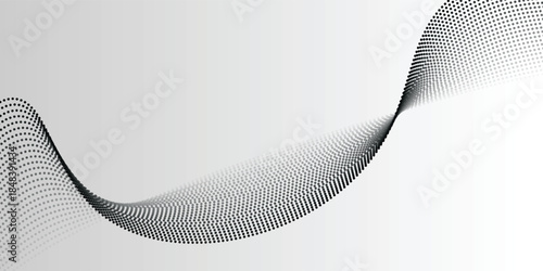 Abstract Dot Wave Pattern: Fluid Black Dots Forming a Grayscale Sine Wave Design for Visual Concepts