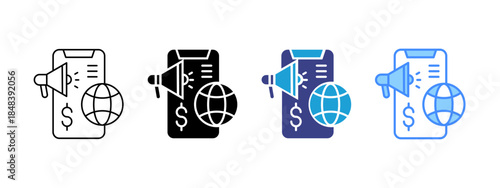 Digital Marketing icon set multiple style collection