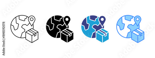 Worldwide Shipping icon set multiple style collection