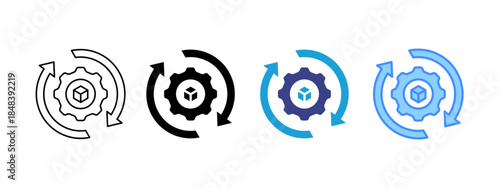 Production icon set multiple style collection