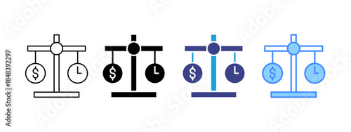 Time is Money icon set multiple style collection