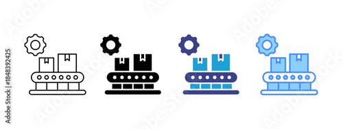 Conveyor Belt icon set multiple style collection