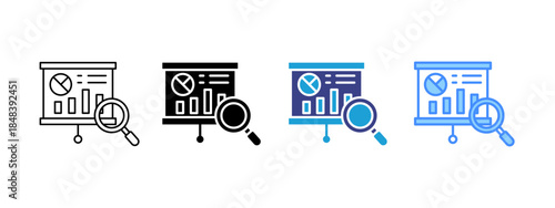 Analytics icon set multiple style collection