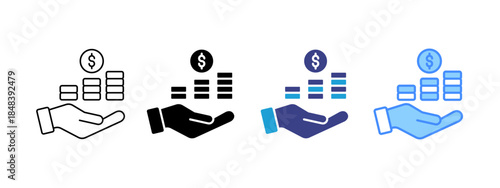 Income icon set multiple style collection