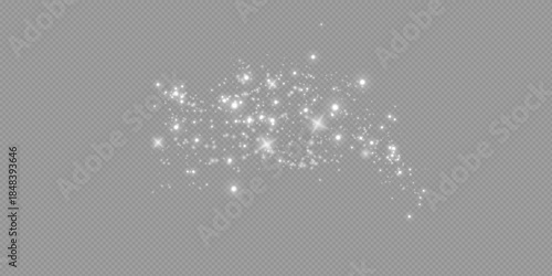 The dust is yellow. yellow sparks and golden stars shine with special light. Vector sparkles on a transparent background. Christmas light effect.