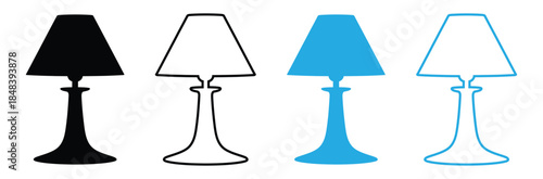 Set of modern lamp icons in different colors and styles,Desk lamp icon vector design. Table lamp icon, vector set design. Silhouette of desk lamp symbol design for app, logo, web. 