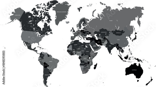 World map with marked countries, capital, border. high quality world map vector.