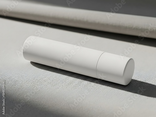 Elegant white cylindrical container embodying minimalist design for premium cosmetic, beauty, or personal care product branding and packaging concepts