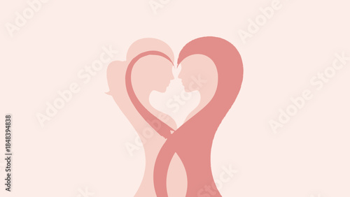 Loving couple embracing in heart shape symbolizing love