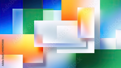 Vibrant Abstract Composition with Overlapping Shapes in Various Colors and Gradients for Modern Design and Artistic Purposes
