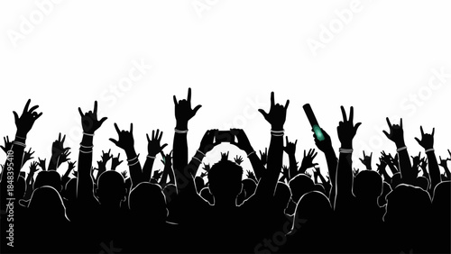 Crowd cheering with hands raised at a concert or event.