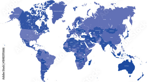 Professional world map showing countries and borders