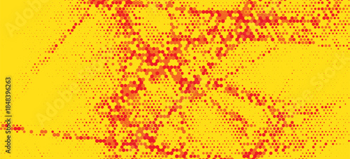 A vibrant abstract image with a honeycomb-like hexagonal pattern in various shades of yellow. The design features a gradient effect, blending light and dark yellow tones to create depth and texture