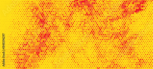 A vibrant abstract image with a honeycomb-like hexagonal pattern in various shades of yellow. The design features a gradient effect, blending light and dark yellow tones to create depth and texture