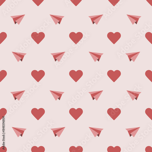 Paper Plane Hearts Pattern vector