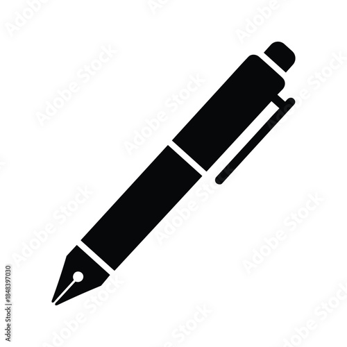 Fountain pen silhouette on white background