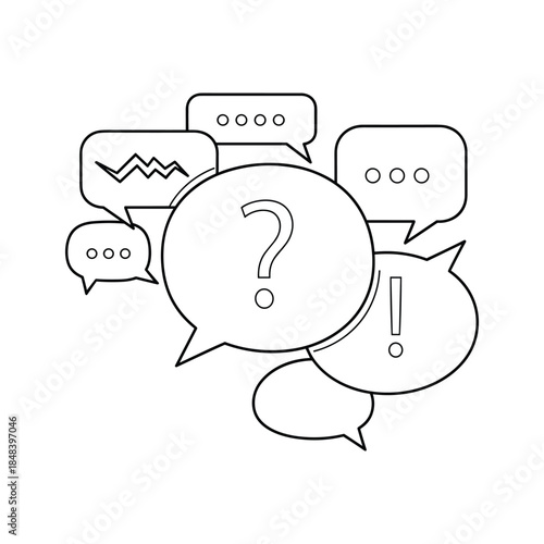 Collection of speech bubbles with question mark and exclamation