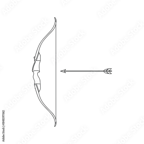 Recurve bow with arrow ready to fire