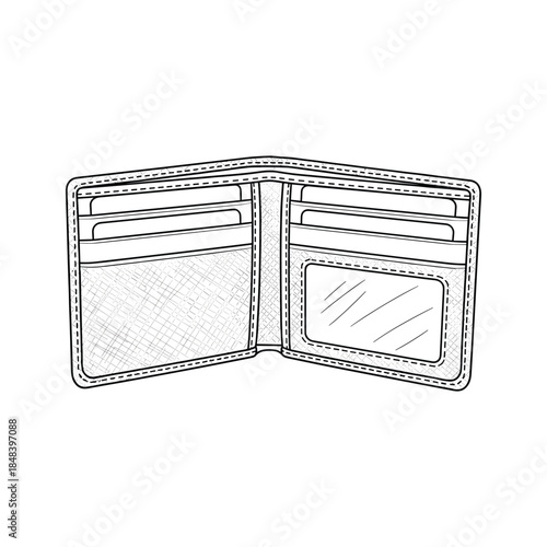 Open wallet with card slots and cash compartment