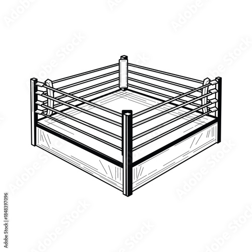 Wrestling ring illustration with ropes and posts