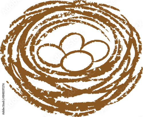 Bird nest with three eggs