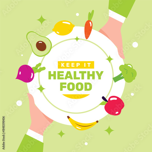 Health Day Background Celebrate with fresh vegetables for a healthy lifestyle Flat illustration