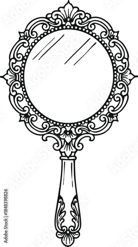 Ornate handheld mirror