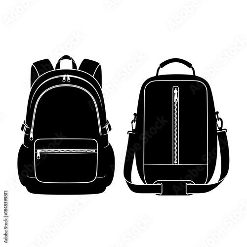 Travel Backpack Silhouette Vector Rucksack Bag Icon Isolated on White Background
